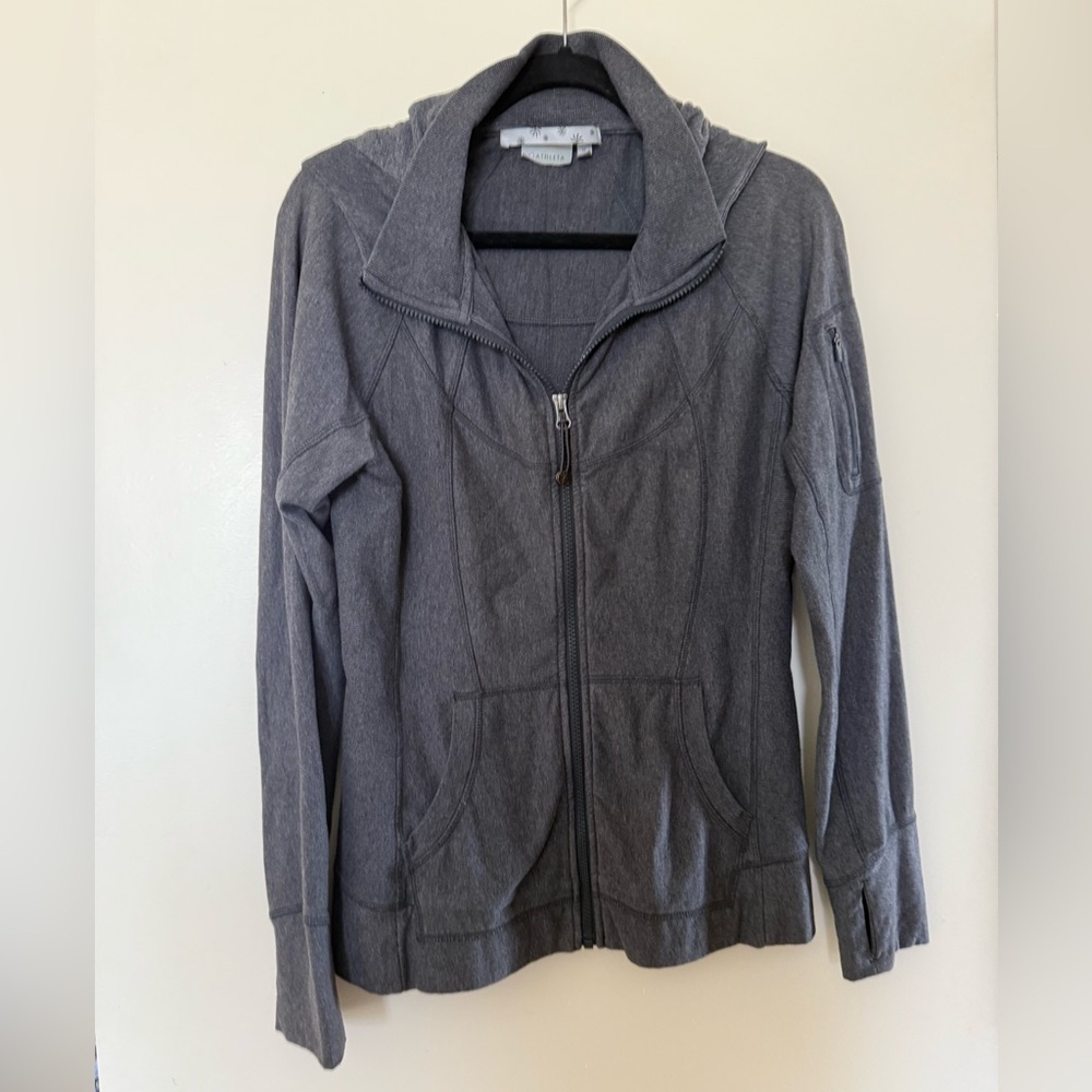 Athleta Strength Full Zip Up Hoodie in Grey Size Medium